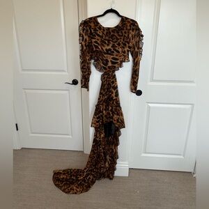 LOVE&LEMONADE - Sexy Cut Out Open Black Leopard Chiffon Dress
